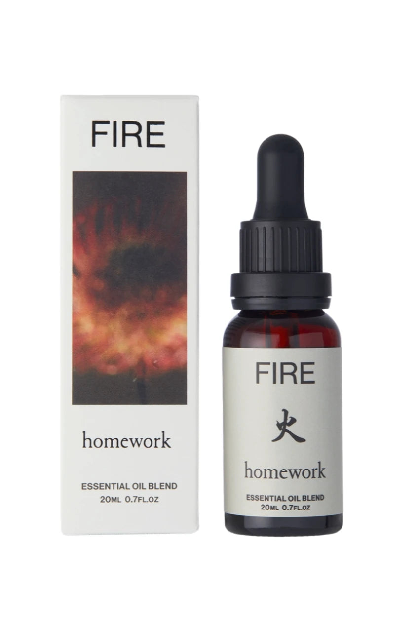 Fire Essential Oil dropper and packaging by Homework