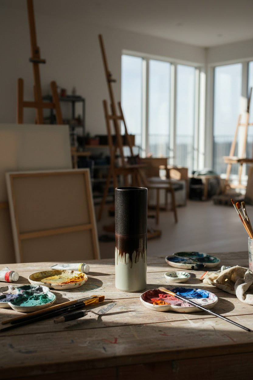 Cylinder Vase Z002 Large in an art studio ©Sprout Home