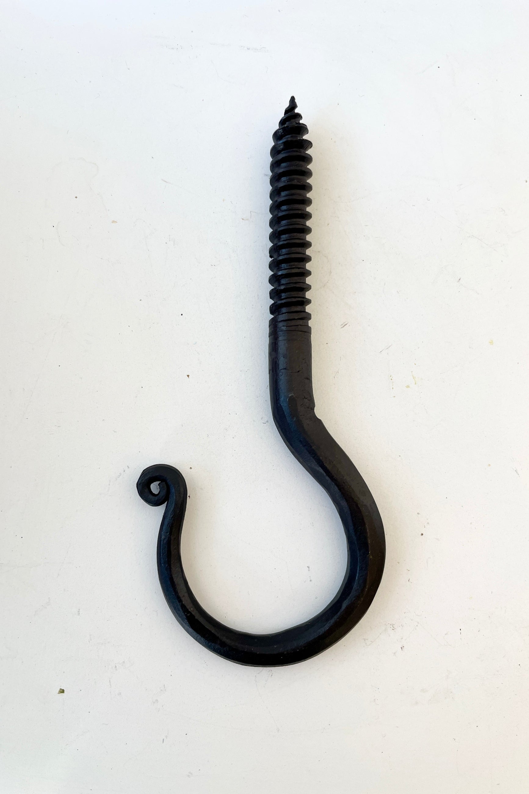 A threaded blacksmiths hook at Sprout Home being shown from the side. ©Sprout Home