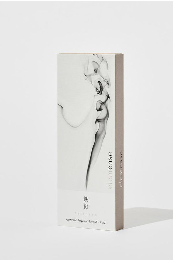 Elemense Tetsukon Incense shown with its packaging from the front on white.