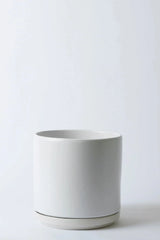 LBE Design Solid Goods Cylinder Planter and Saucer white empty