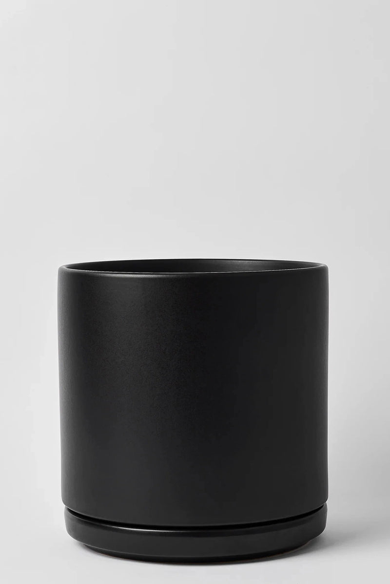 LBE Design Solid Goods cylinder planter and saucer in black