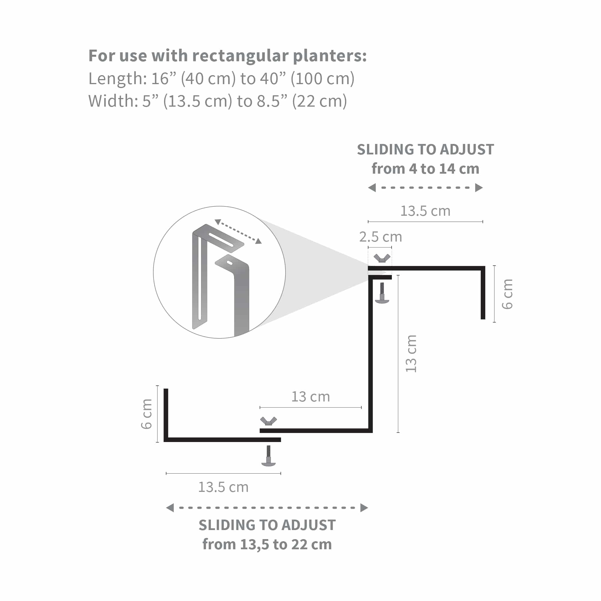 Adjustable Bracket Set for Rail Planters