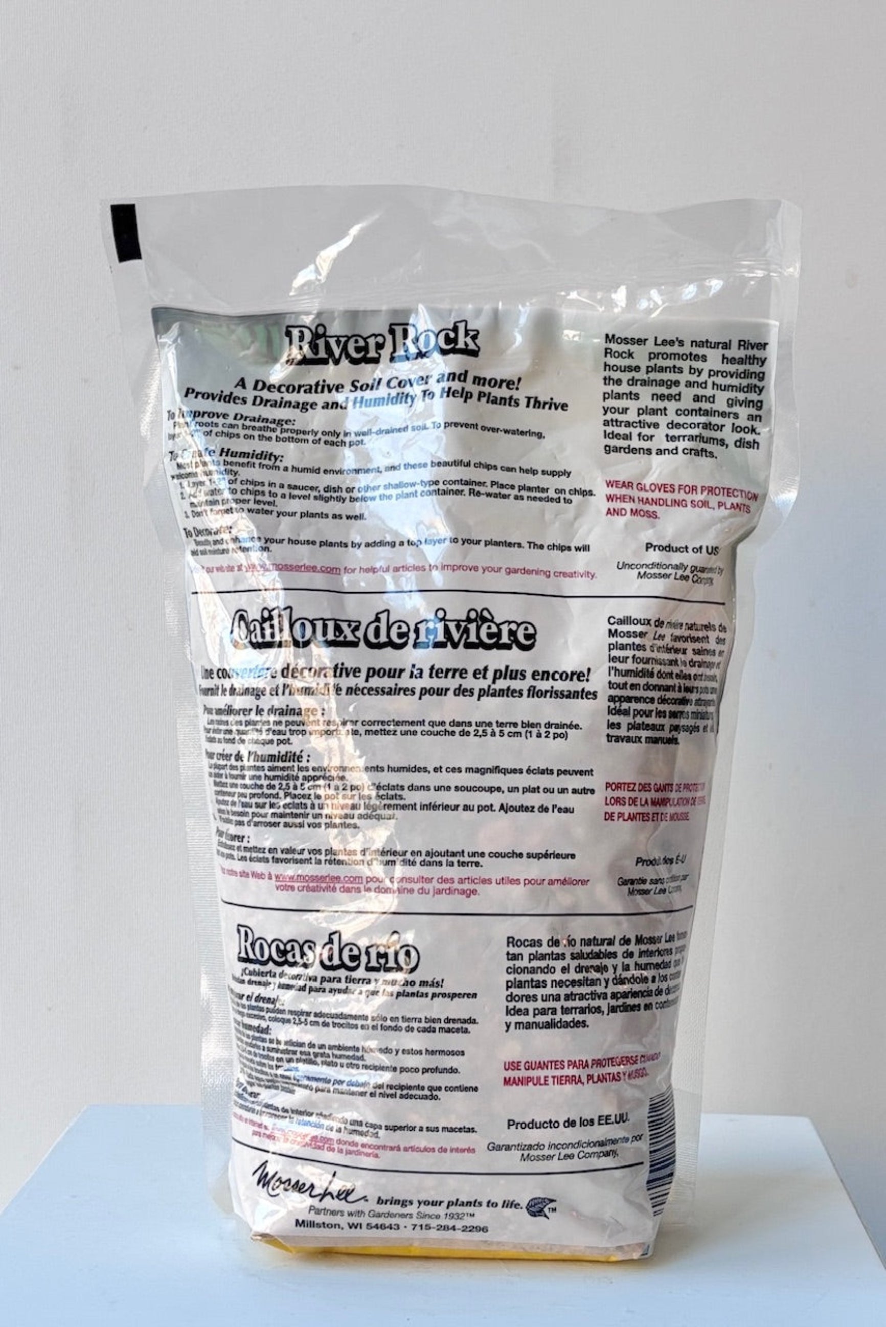 Back of river rock packaging against a white background ©Sprout Home