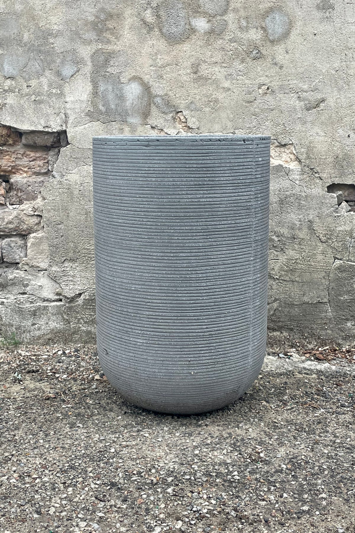 Cody High Pot Horizontal Ridged Dark Grey Medium at SPROUT HOME