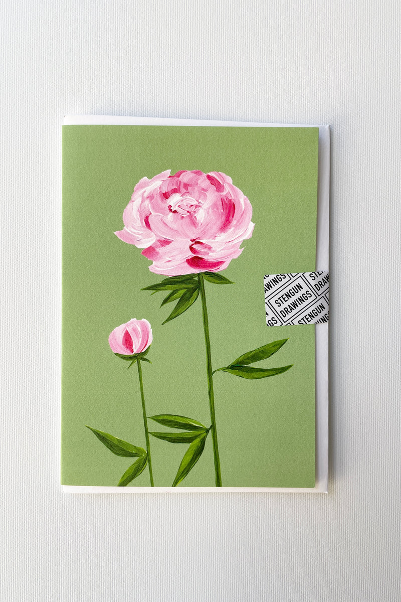 Peony Card by Stengun at Sprout Home showing the front of the card with two peonies.