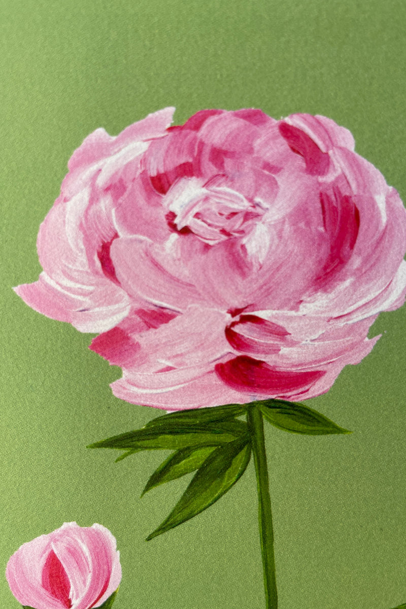 A detail image of the peony card by Stengun at Sprout Home showing the pink and white brush stroked of the petals.