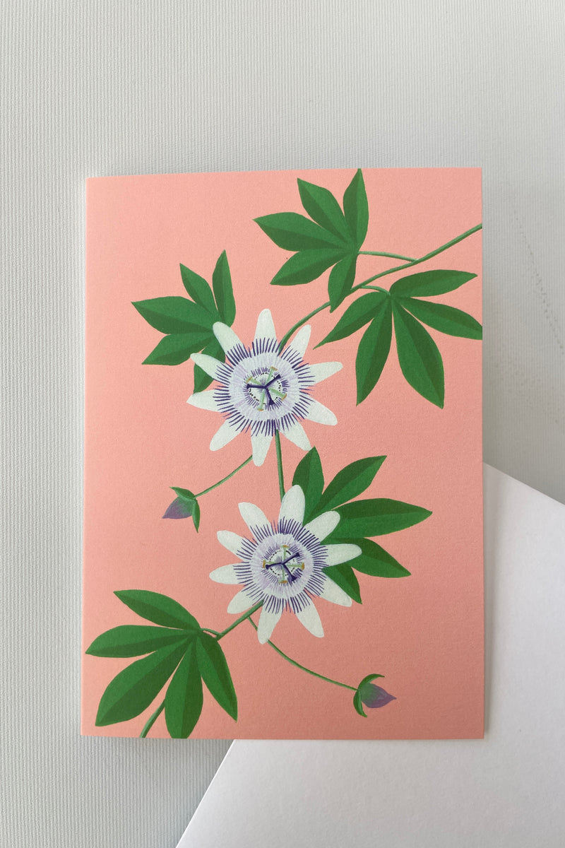 Stengun passion Flower Greeting card with the envelope inside at Sprout Home. 