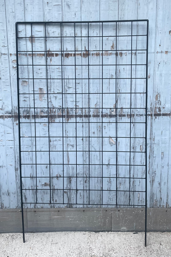 A full frontal view of Screen Trellis Wide Black against wooden backdrop