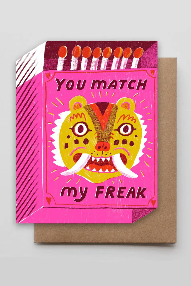 A greeting card with a colorful tiger on a pink background ©Hammerpress