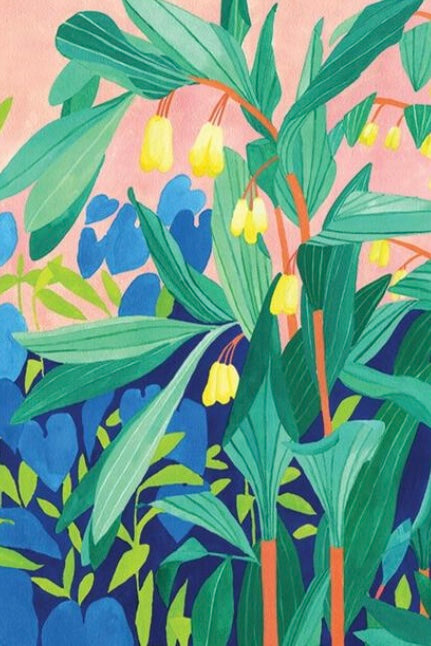 A detail image of George Tindale Card by AHD showing the bright colors of the plants. 