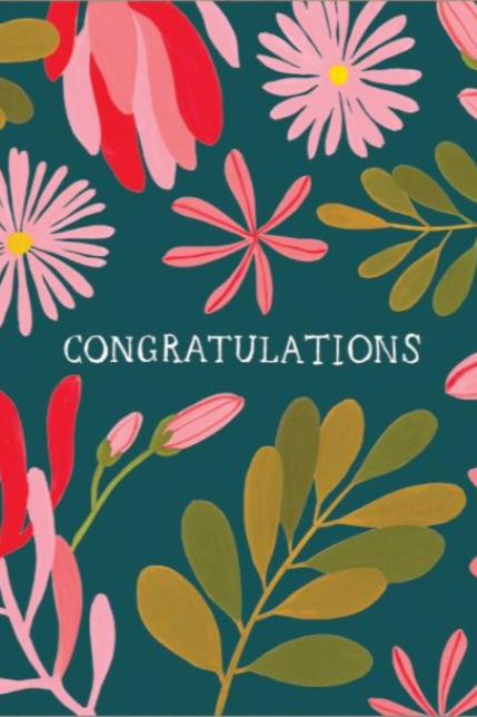 A detail of the AHD Congratulations card showing the center of the card with the words "Congratulations"