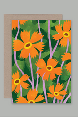 The Marigold card by AHD viewed from the front of the card showing the bright orange flowers. 