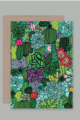 The Succulent card by AHD featuring a graphic display of a group of succulents. 