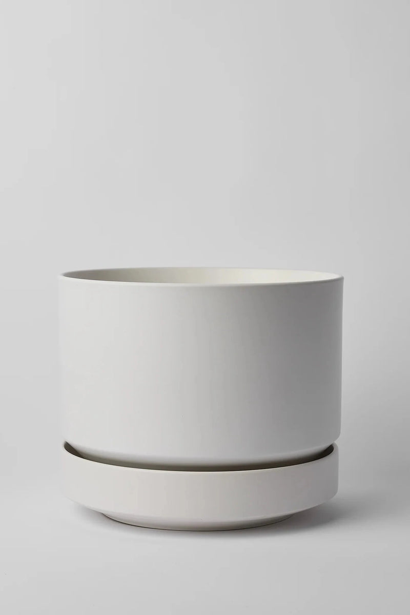 LBE Design Revival Ceramics Round Two Planter in White.