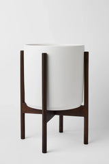 LBE white Ceramics cylinder with dark teak stand