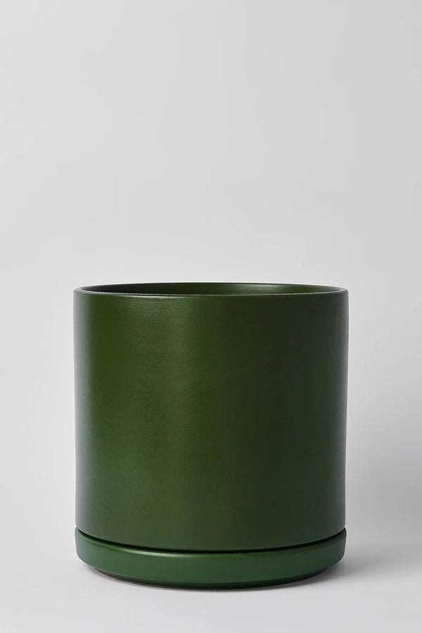 LBE Design Solid Goods Cylinder planter and saucer in Forest Green