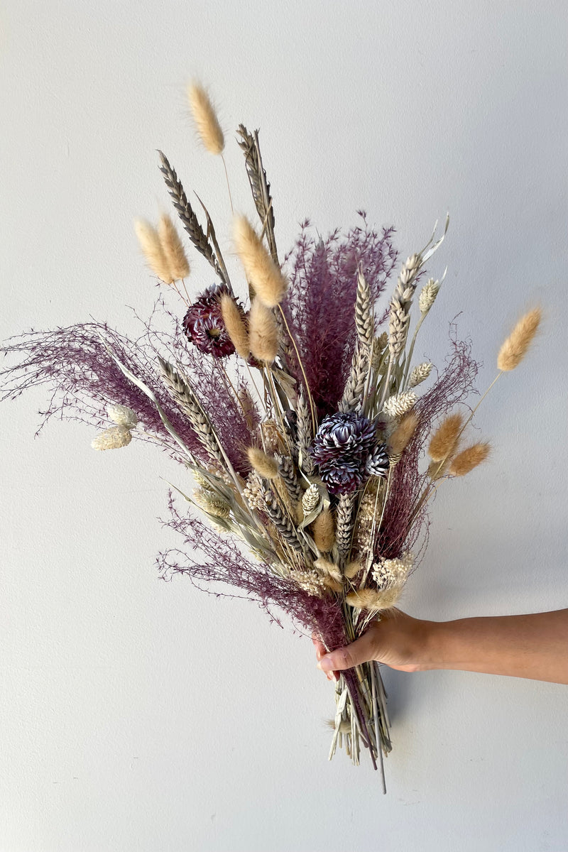 Stardust preserved arrangement custom created by Sprout Home with shades of purple, gray and white. 