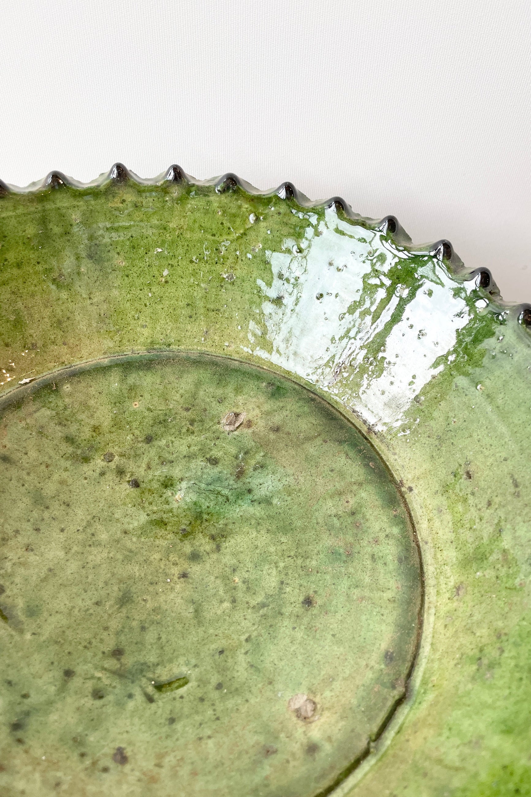 Tamegroute Green compote detail showing the variation of glaze ©Sprout Home