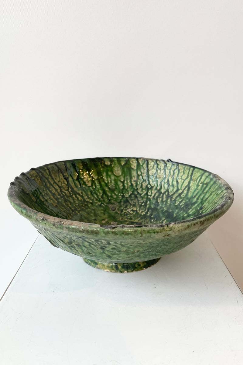 Tamegroute green bowl medium shown from topside.