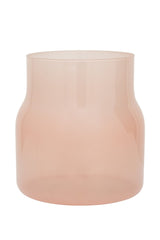 The milky pink Bodii glass vase on a white backdrop