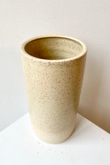 The Jacqueline Butter Speckle Large vase shown from above and side to view inside. 