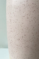 Detail of the glaze color and patterning of the Jacqueline vase in pink speckle. 