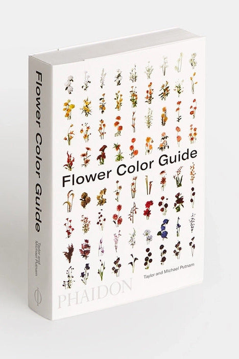 The book 'Flower Color Guide', published by Phaidon. The book is shown standing upright at a slight angle to display both the front cover and the spine. ©Phaidon