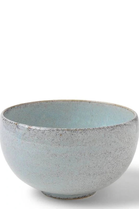 The Fog Indigo Bowl Large showing its light blue glaze against a white background. 