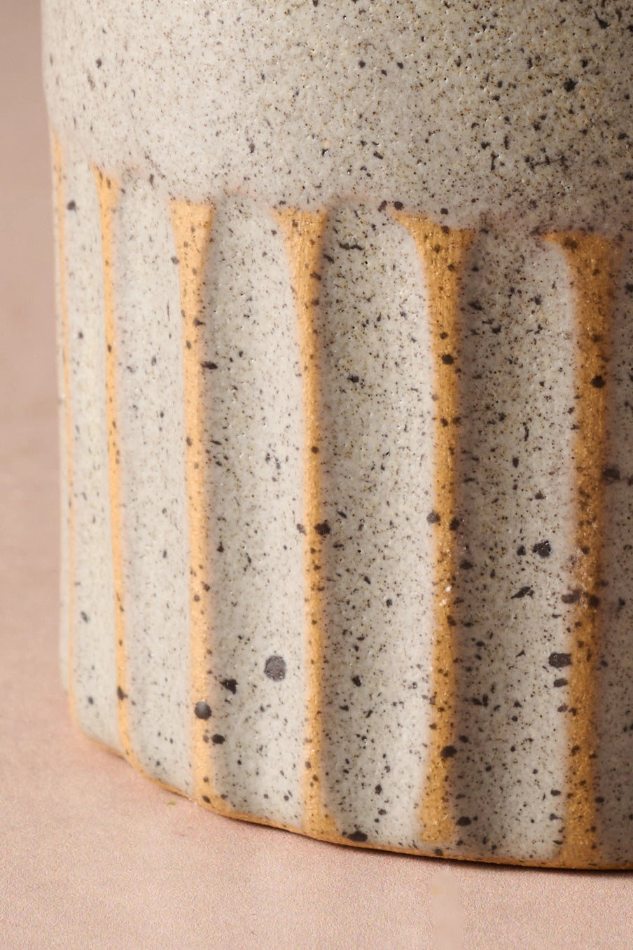 Sundara Fluted Ceramic Vase close up of bottom pattern ©Ten Thousand Villages
