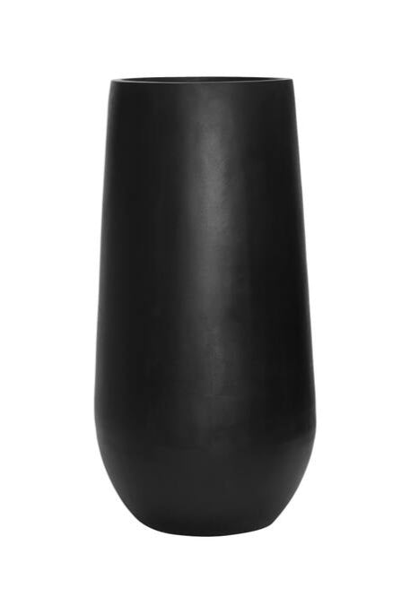 A black Nax pot empty and on a white background ©Pottery Pots