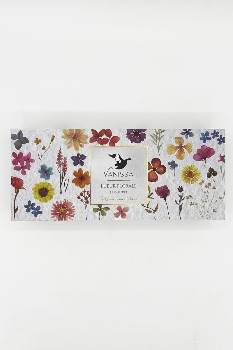 The top box packaging of the Vanissa Leuer Floral edible set.