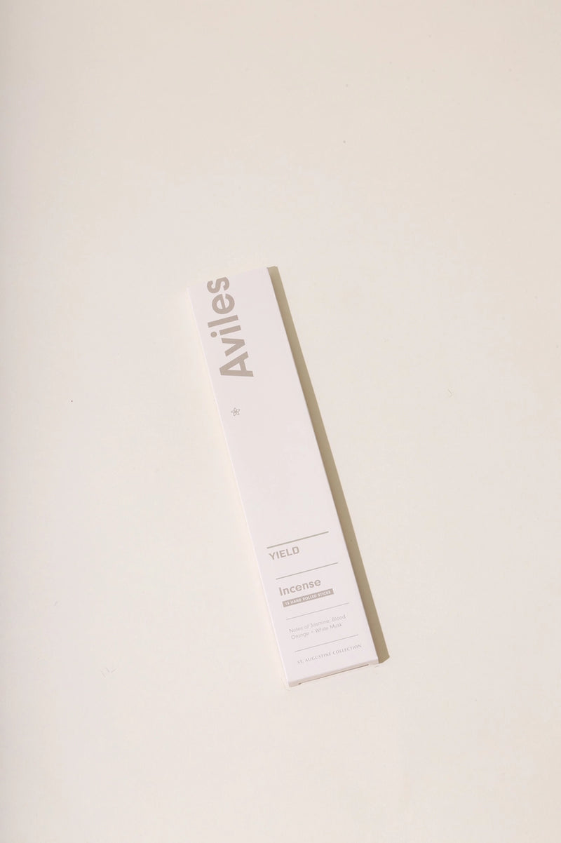 Aviles Stick Incense by Yield in its white packaging.