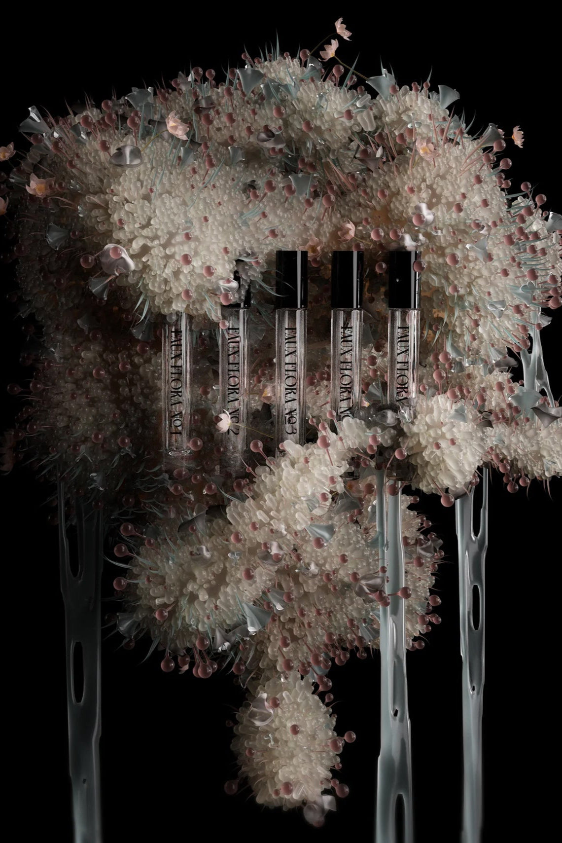 visual depiction and the actual sent vials of Faux Floral Discovery Set ©Fischersund