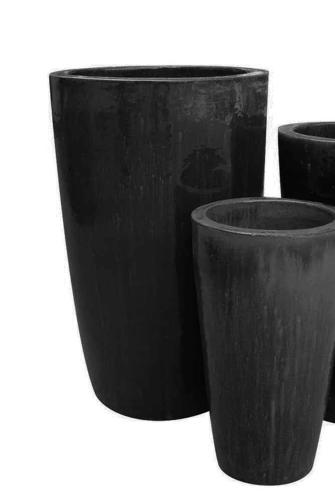 graphite tall taper ceramic container against a white background ©Anamese
