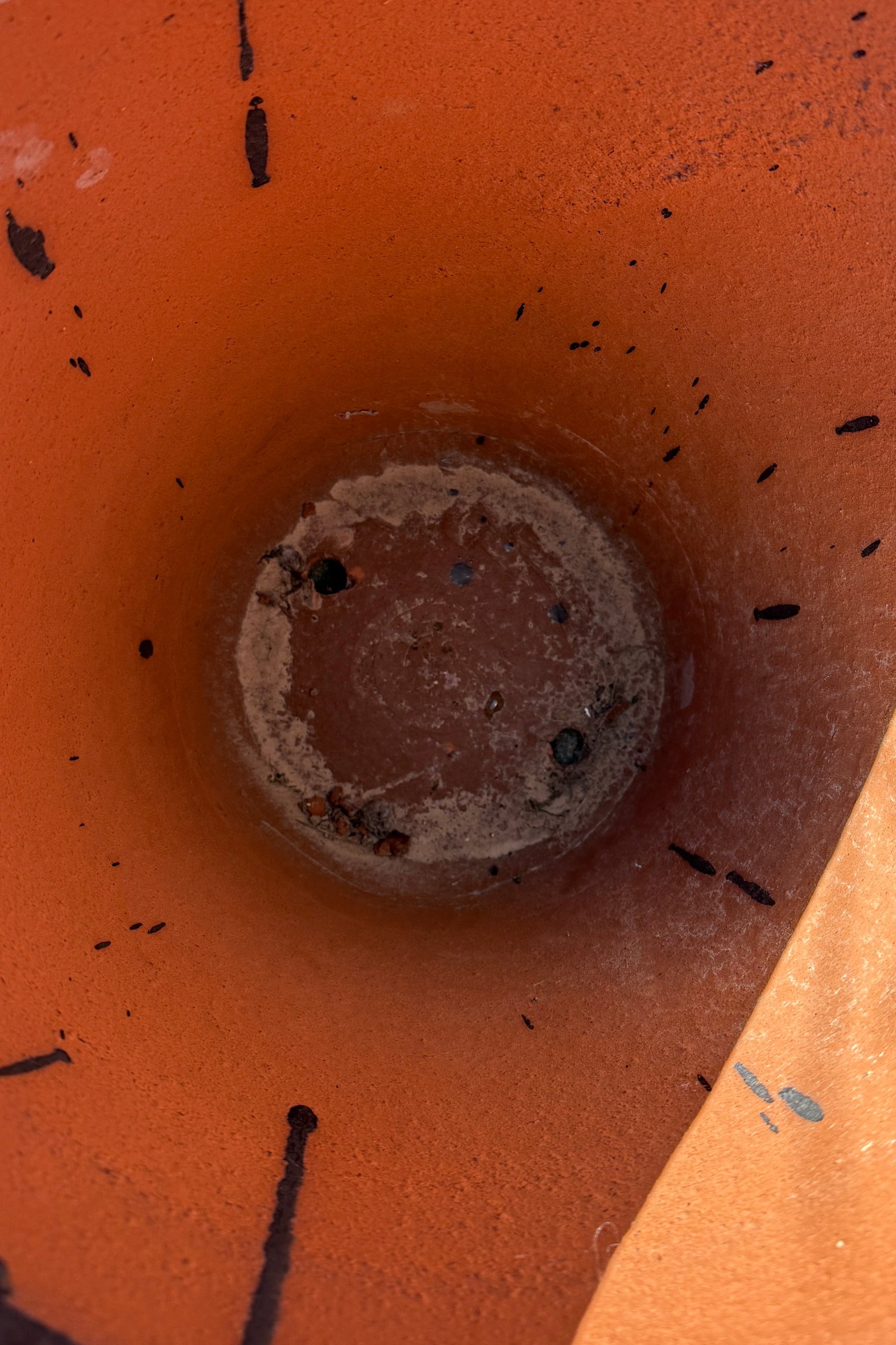 The interior looking down at the drainholes of the Graphite Tall Taper Planter Medium ©Sprout Home