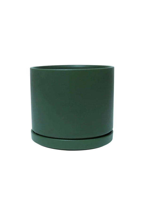 LBE Design Sold Goods Forest Green Cylinder planter with saucer, empty