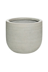 Pottery Pots Cody Light Grey with horizontal Ridges pot against white