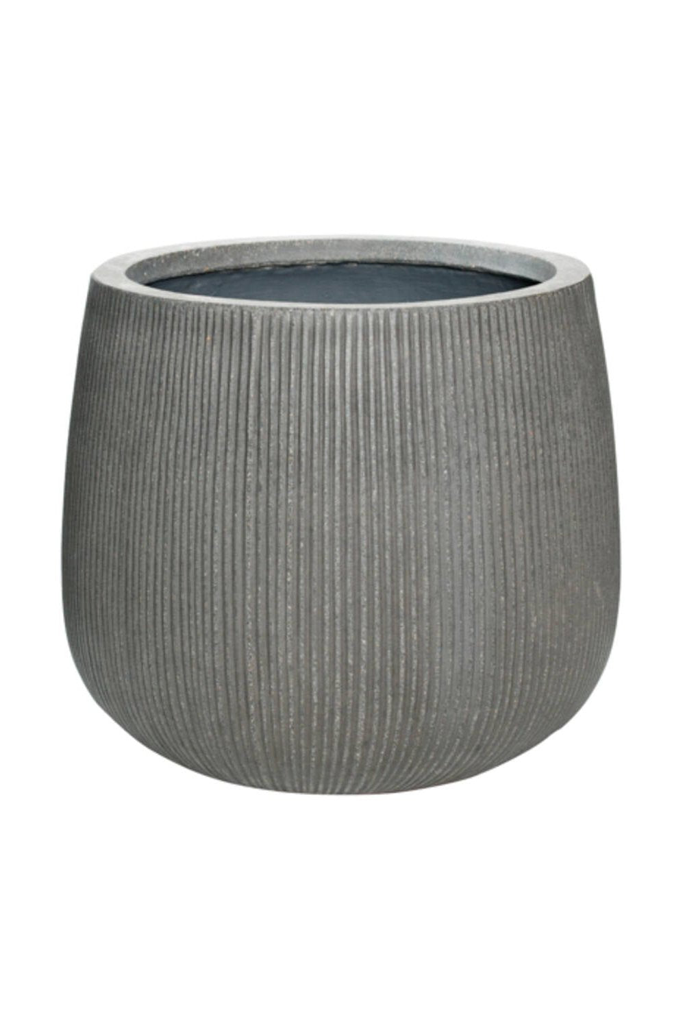 Pax Pot vertical ridged dark grey by Pottery Pots