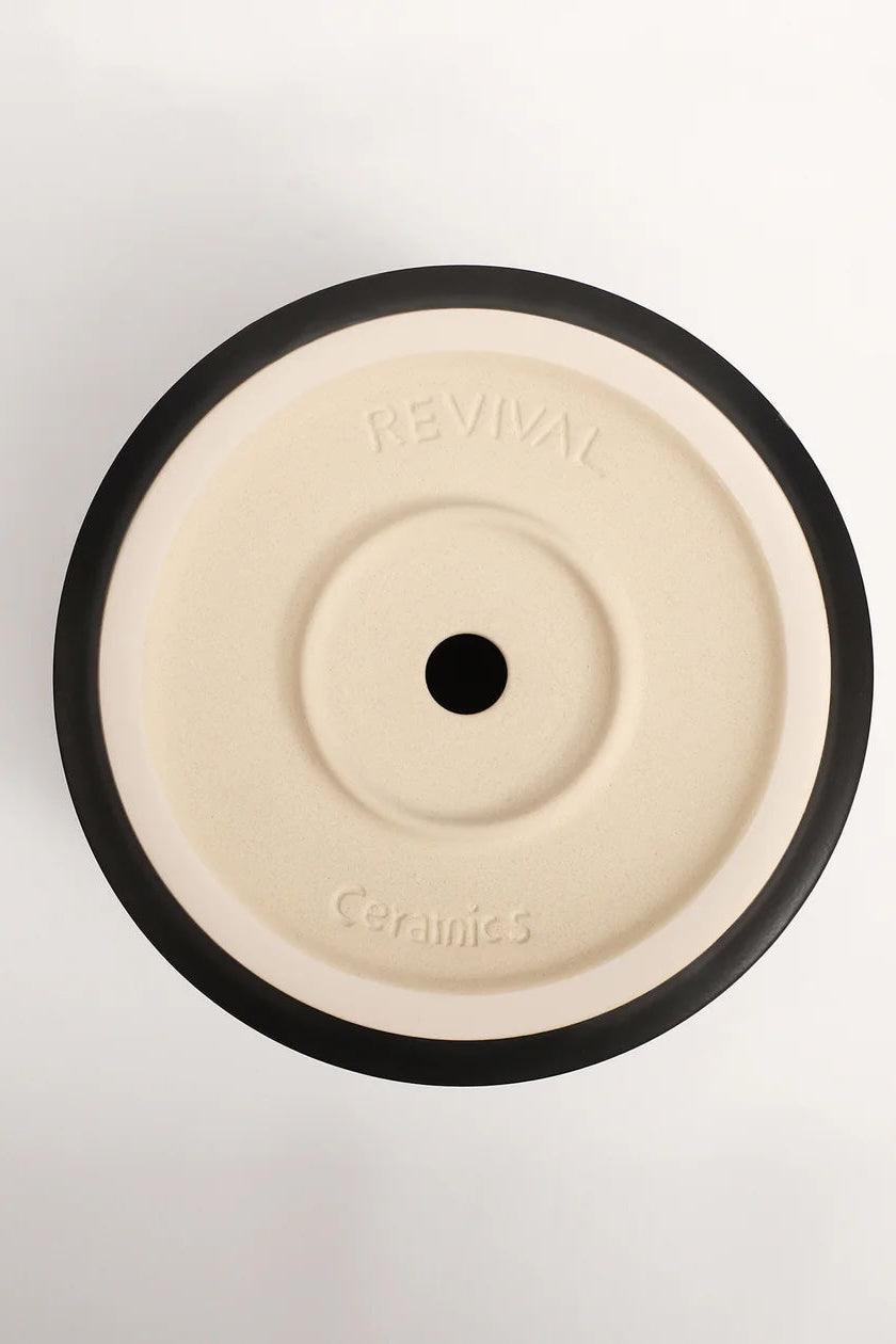 Ceramic planter from below showing the drainage hole ©LBE Design