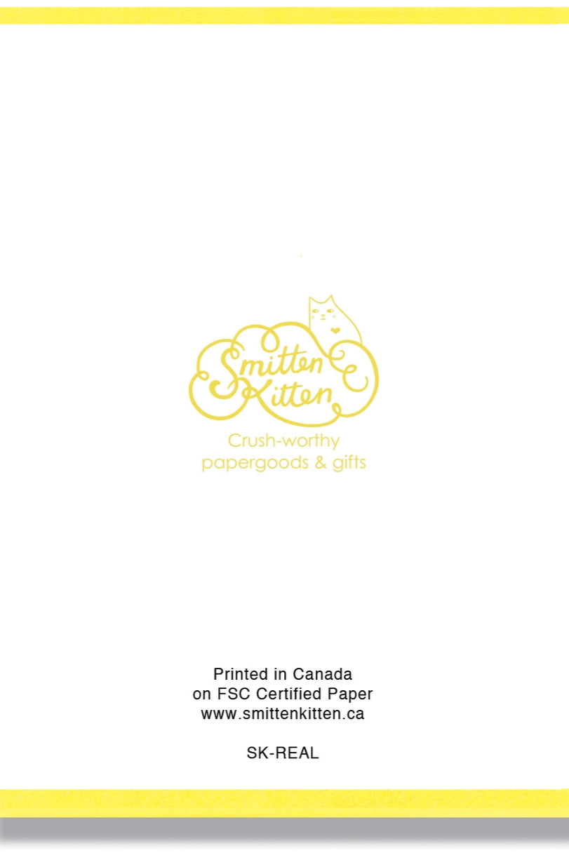 Card with yellow border and Smitten Kitten logo on a white background ©Smitten Kitten