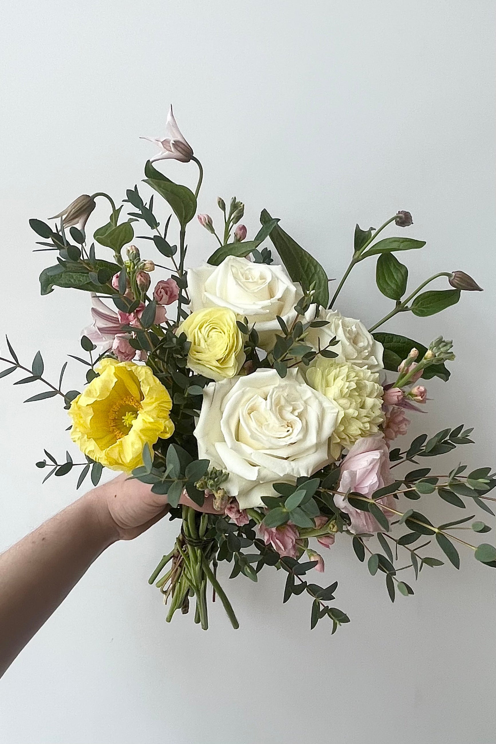 pastel custom floral arrangement with cream and yellow by Sprout Home Floral ©Sprout Home #size_$75