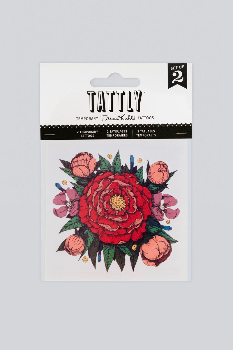 Red Peony Tattly Tatto sheets in its packaging