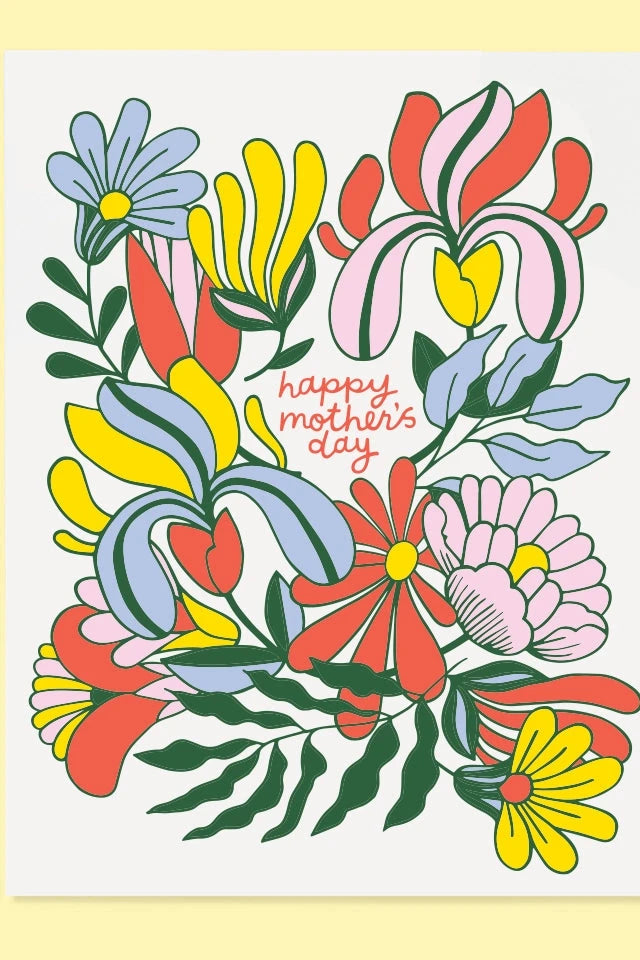 Happy Mothers Day card from The Good Twin showing the front with illustrated floral. 