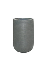 Pottery Pots Cody High Pot in Dark Gray with Horizontal Ridges