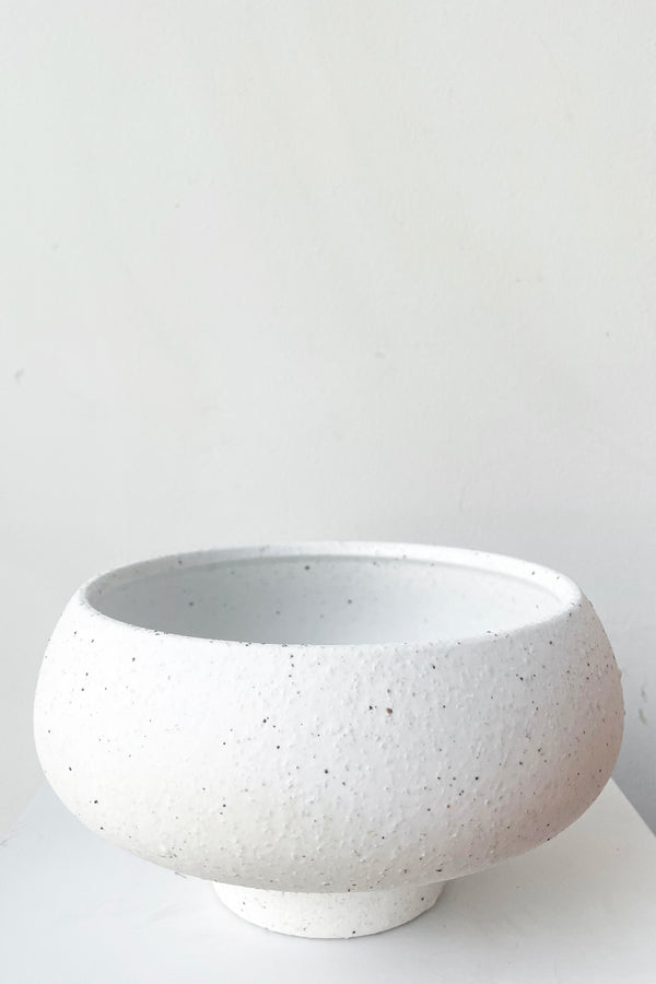 A frontal view of Cruz Stoneware Cachepot against white backdrop