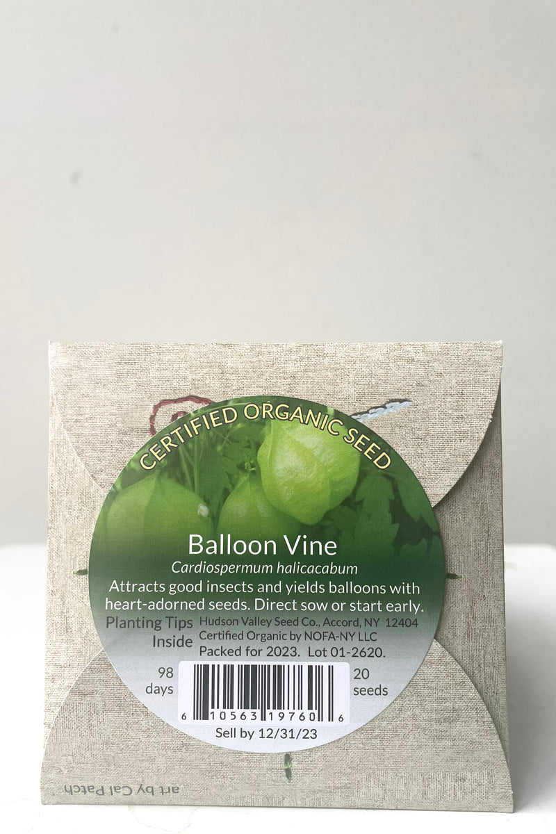 The back of the package of Balloon Vine Art Seed Pack