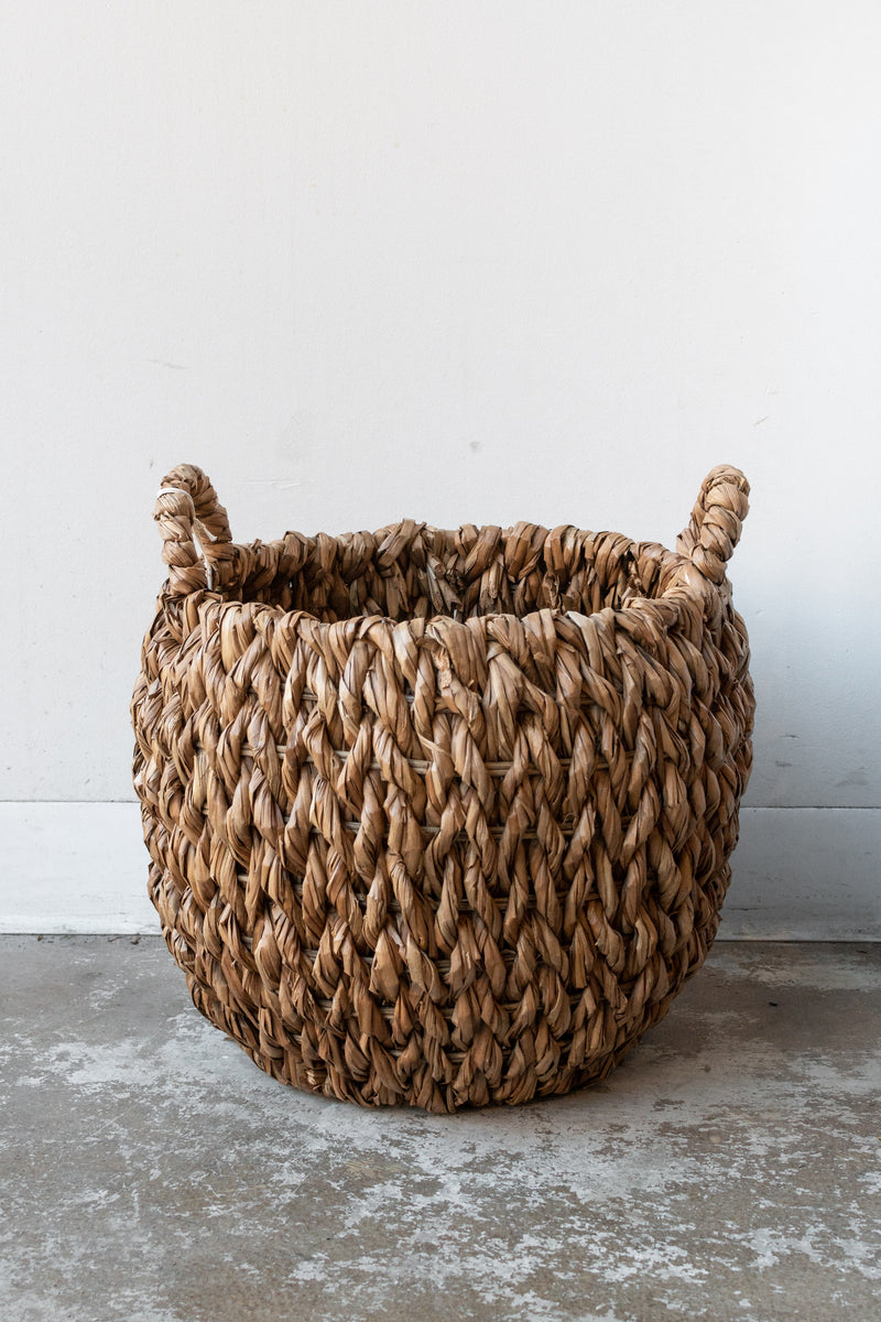 Woven Basket with Handles water hyacinth small