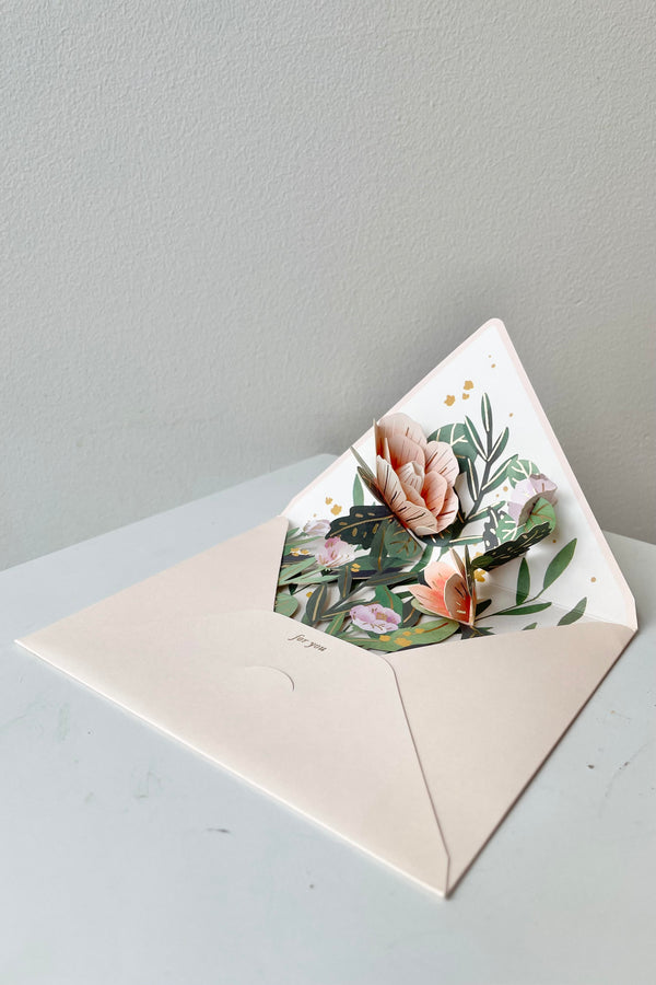 The Wildflower Pop-up Envelope sits against a white backdrop. 