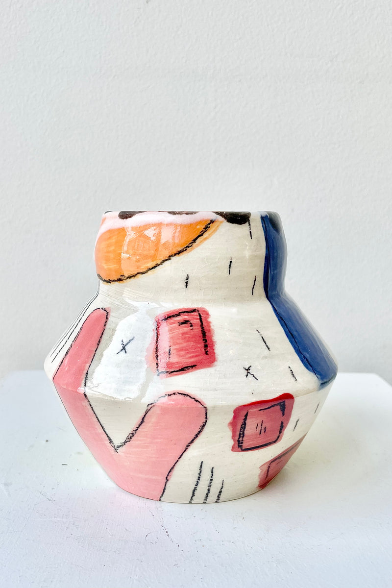 Angular Painted Vase large against a white wall